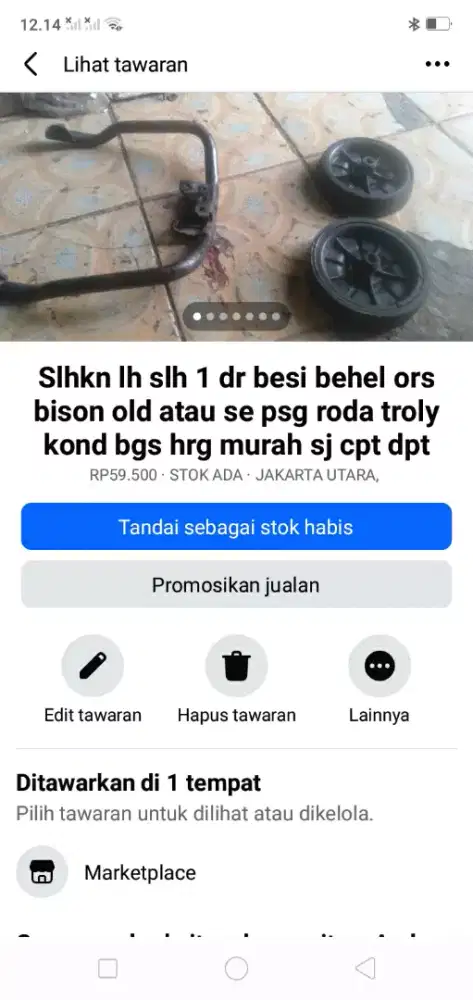 Slhkn plh slh 1 dr besi behel bison old/se psg roda troly kond bgs