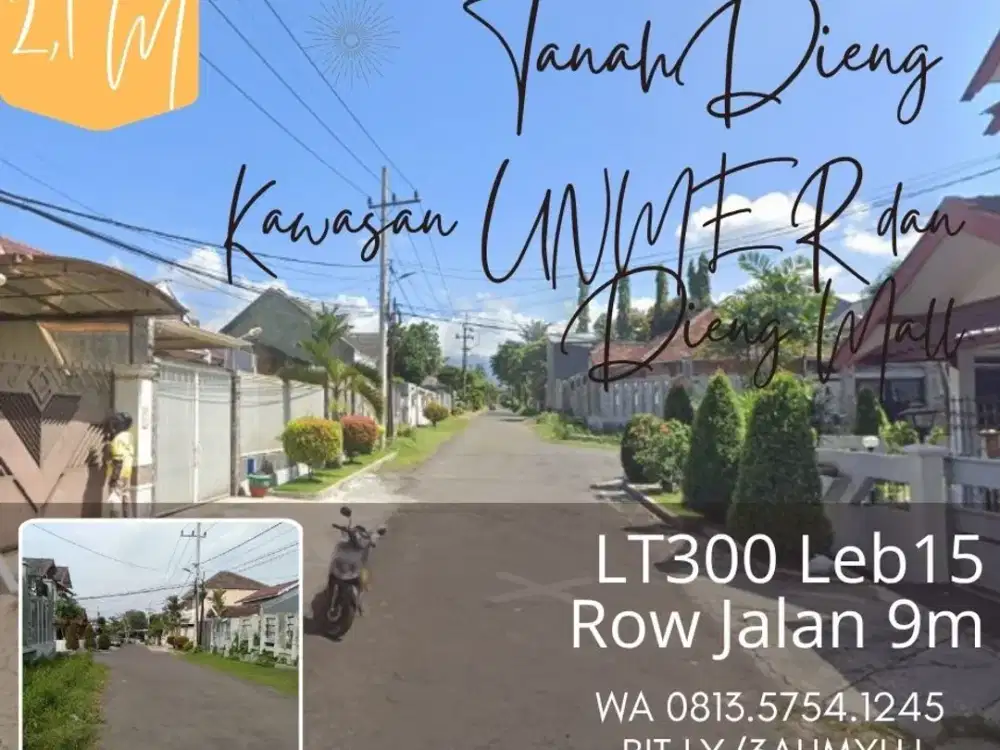 Tanah dijual di dieng dekat UNMER MCP Dieng Mall lt300 Kuliner Kos