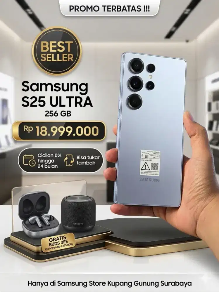SAMSUNG S25 ULTRA 256 GB Rp 18.999.000 GRATIS BUDS 3FE + SPEAKER