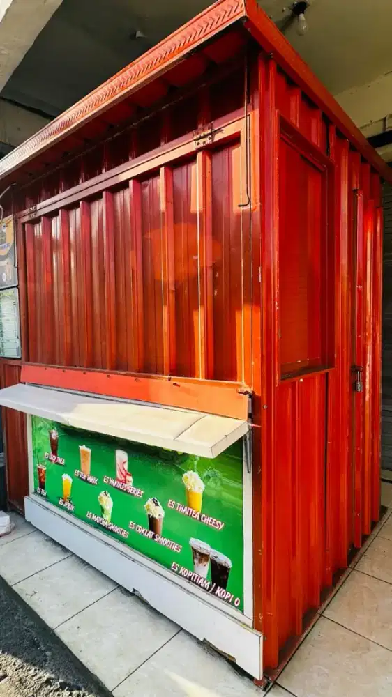 Dijual cepat booth kontainer 200 x 150 plus meja dg laci dan neon box