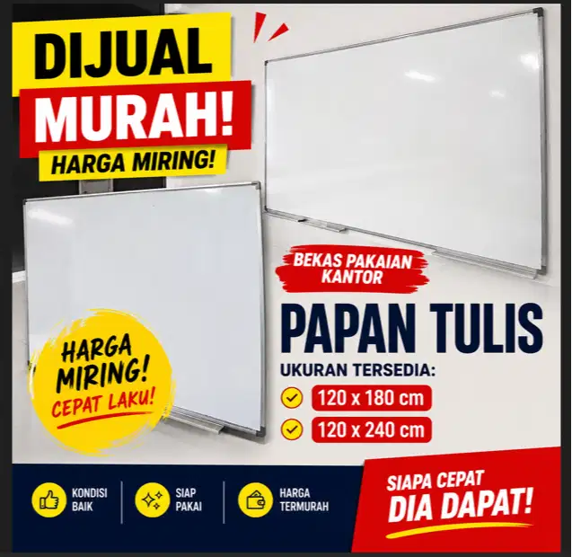 DIJUAL WHITEBOARD / PAPAN TULIS BEKAS KANTOR – HARGA MURAH!