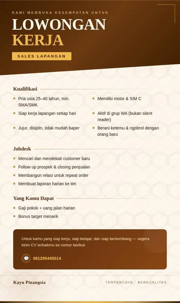 SALES LAPANGAN SALES TRIPLEK PLYWOOD
