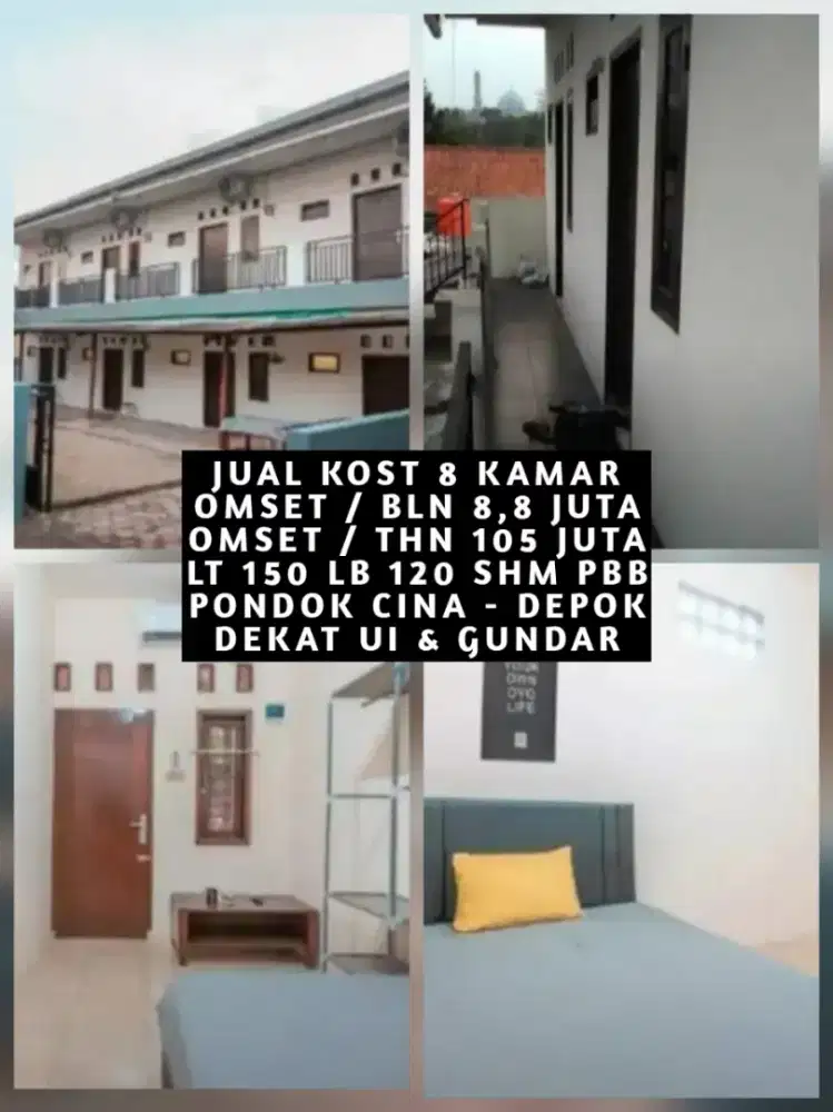 JUAL BU KOST KOSAN 8 KAMAR DI PONDOK CINA BEJI DEKAT UI KAMPUS DEPOK