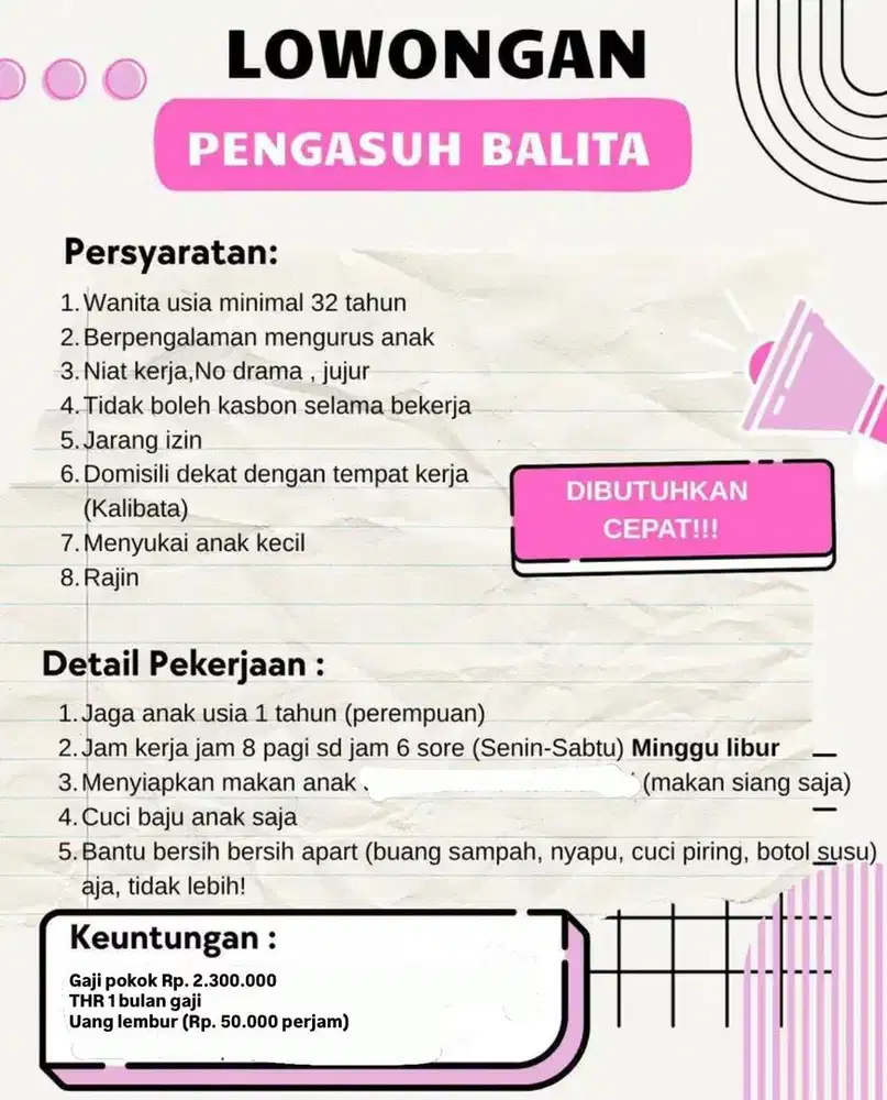 Lowongan Kerja Pengasuh