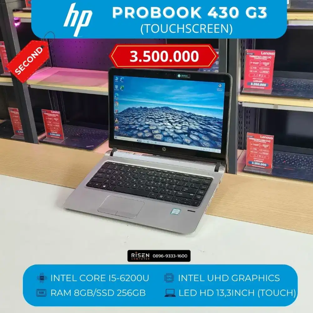 HP PROBOOK 430 G3 TOUCHSCREEN I5-6200U RAM 8GB SSD 256GB HD 13,3inch