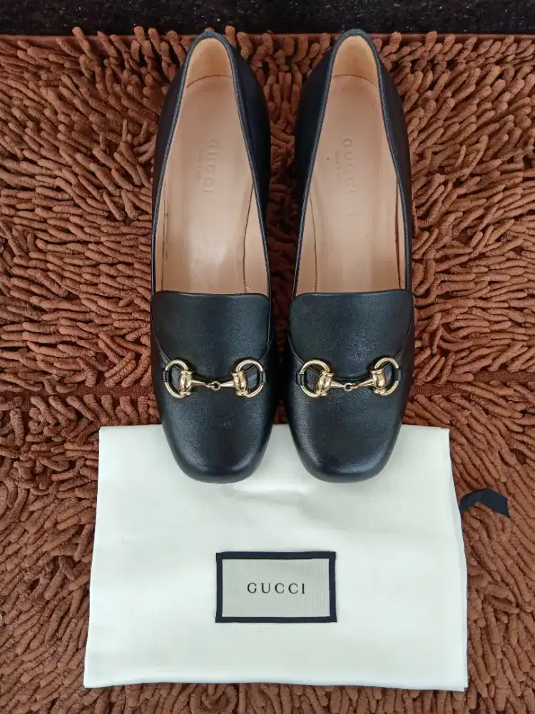 Authentic Gucci Black Horsebit Loafers Pump 5cm size 36 (466701)