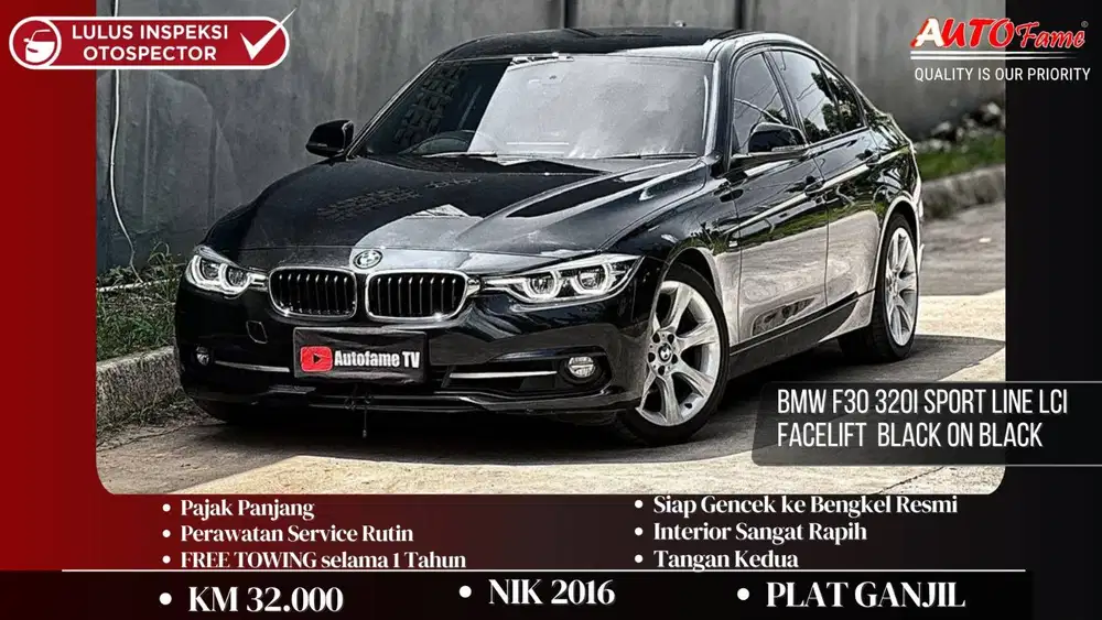 KM32RB BMW F30 320i Sport Line LCi Facelift NIK 2016 Black On Black