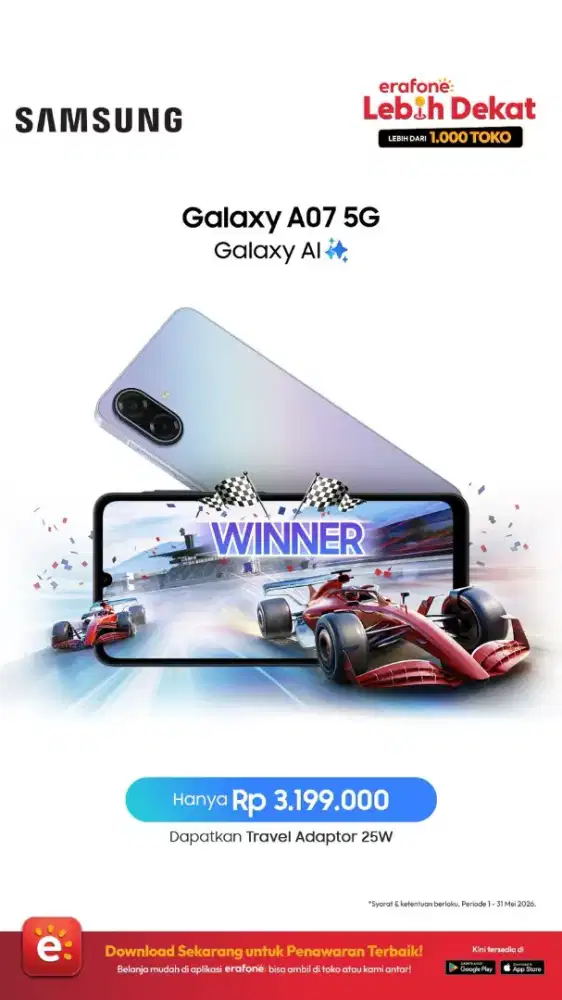 Samsung Galaxy A07 5G New - Resmi Erafone Bonus Adaptor & Cicilan