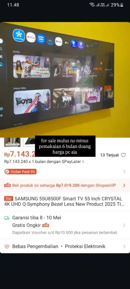 Tv SAMSUNG 55U8500F smart TV 55 inch