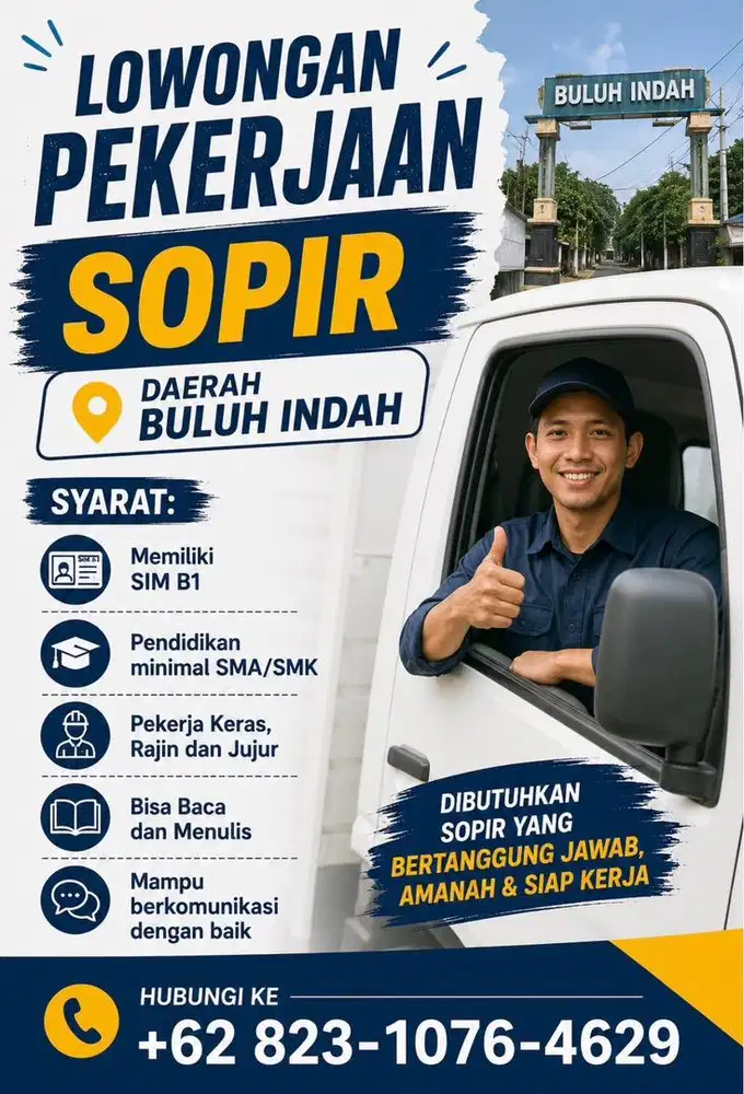 Dibuka Lowongan Sopir