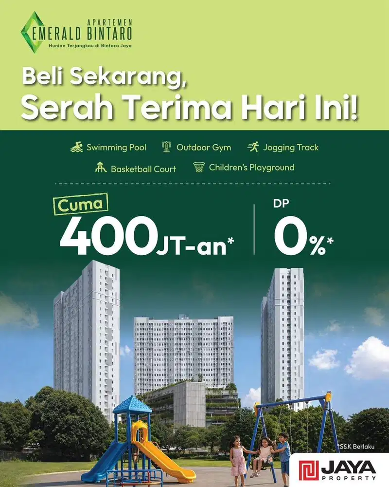Apartemen Emerald Bintaro Tower C SIAP HUNI , Cicilan 3Jutaan / Bln