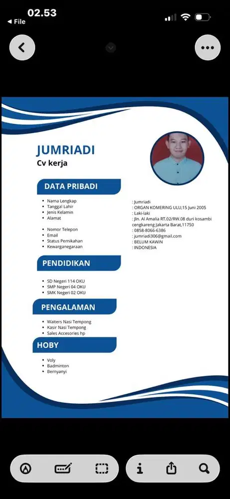 Jasa bikin cv kerja