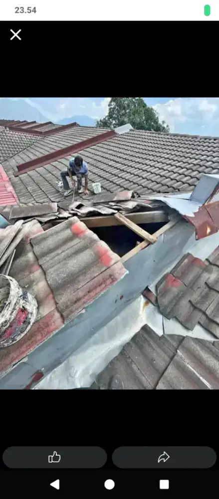 Perbaikan atap bocor talang air dak rembes
