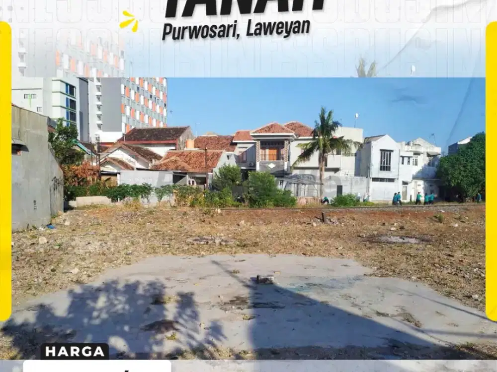 Dijual Tanah Super Strategis Fasad Ekstra Lebar 15m di Tengah Kota Purwosari Solo