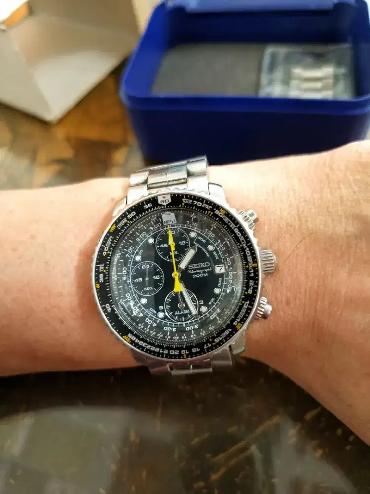 Seiko SNA411P1 Pilot Flightmaster Alarm Chronograph All Original