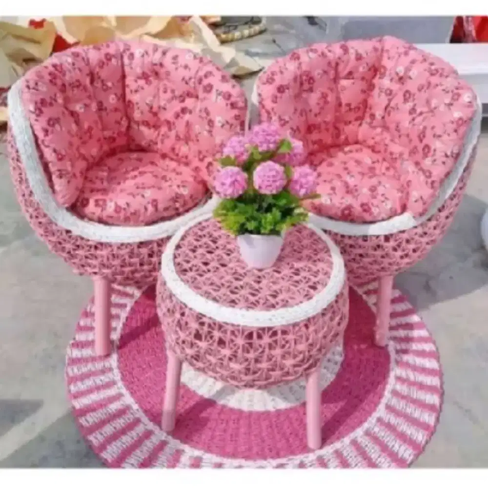 (Ready Stok)Kursi Teras Set Kursi Tamu Sofa Berkele Rotan Sintetis.