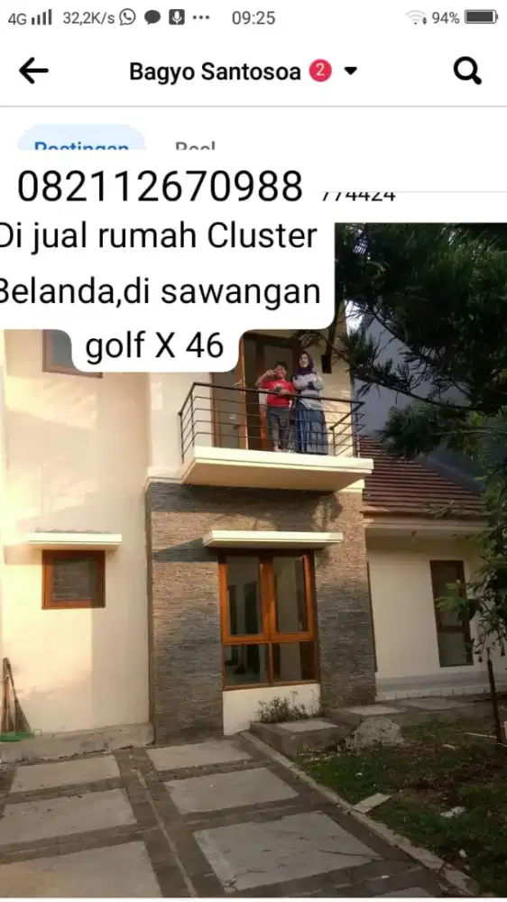 Jual rumah Cluster Sawangan