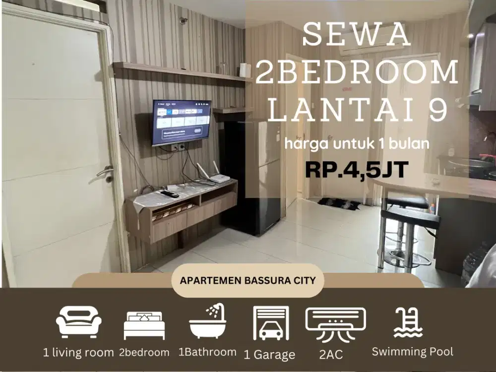 sewa 2 kamar full furnish dekat mall bulanan apartemen bassura city