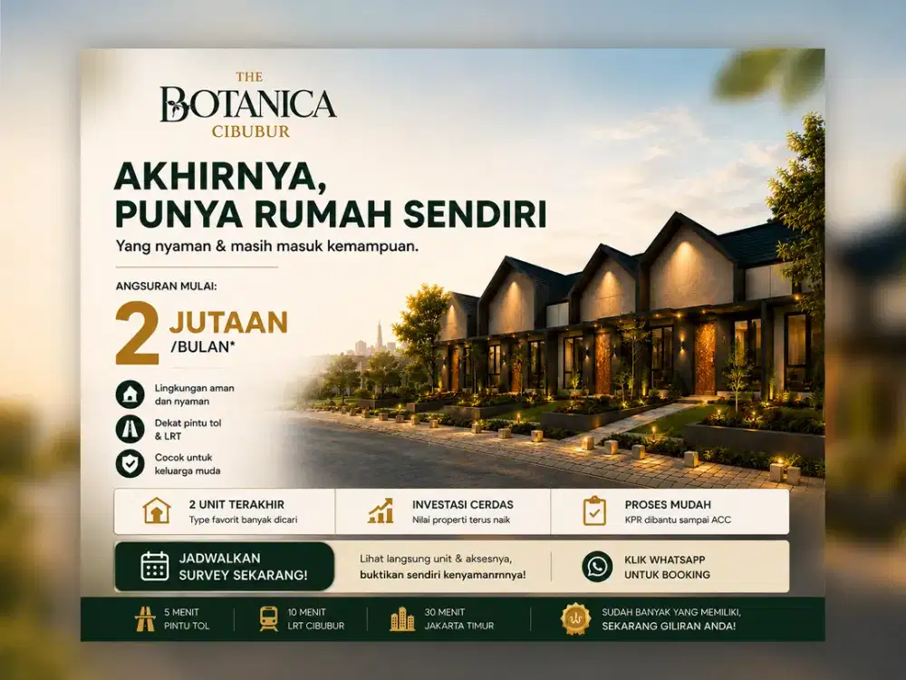 Rumah 1 lantai aman & Nyaman Fasilitas lengkap cicilan 2 jutaan