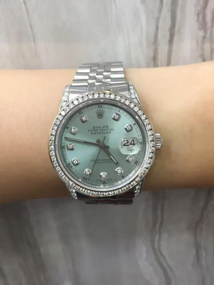 Rolex Ice Green Diamonds Romawi