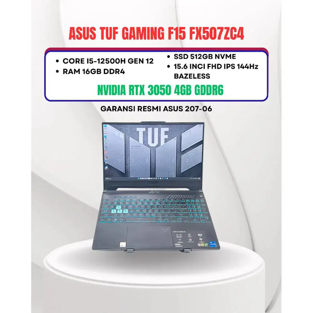 ASUS TUF GAMING F15 FX507ZC4 CORE I5-12500H NVIDIA RTX 3050 RAM 16GB
