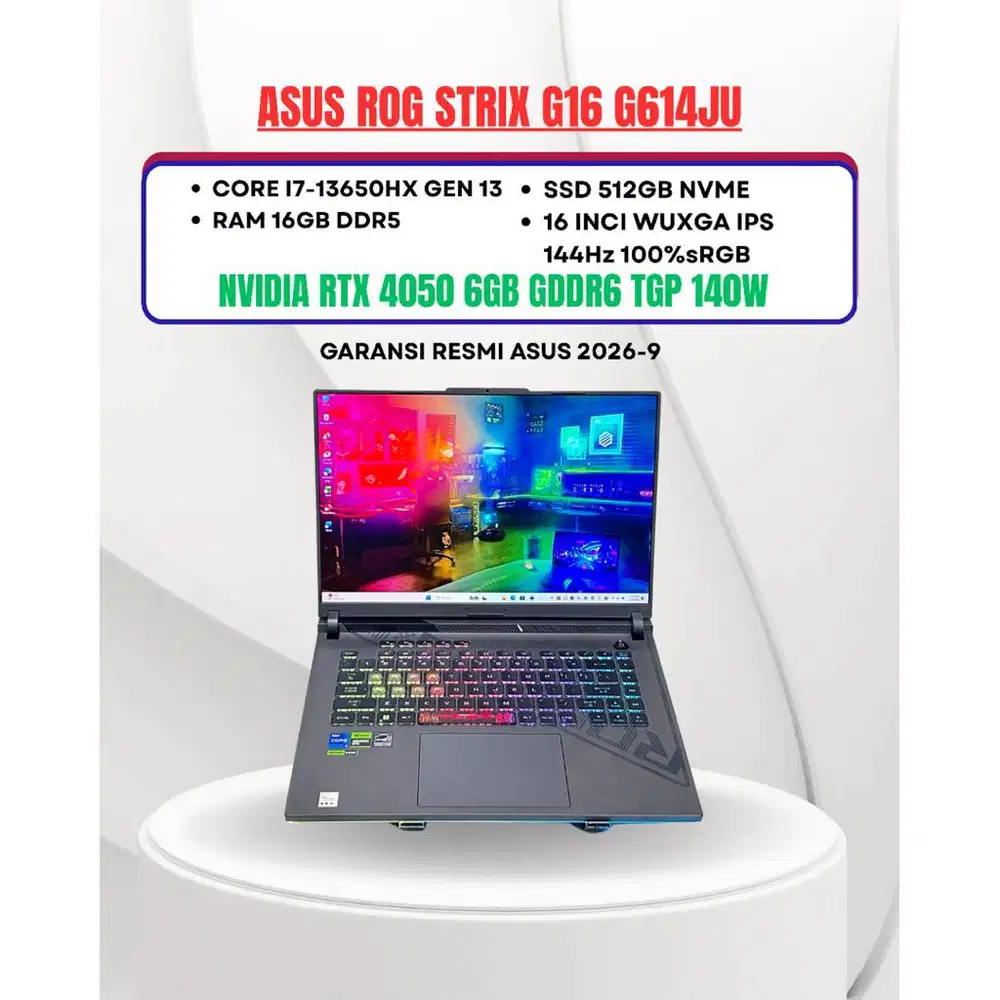 ASUS ROG STRIX G16 G614JU CORE I7-13650HX NVIDIA RTX 4050 RAM 16GB SSD