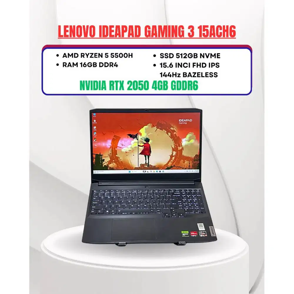 LENOVO IDEAPAD GAMING 3 15ACH6 RYZEN 5 5500U RAM 16GB SSD 512GB
