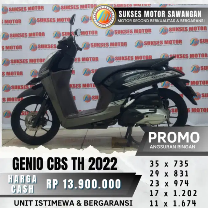 BISA CASH KREDIT HONDA GENIO CBS TH 2022 UNIT MULUS BERGARANSI