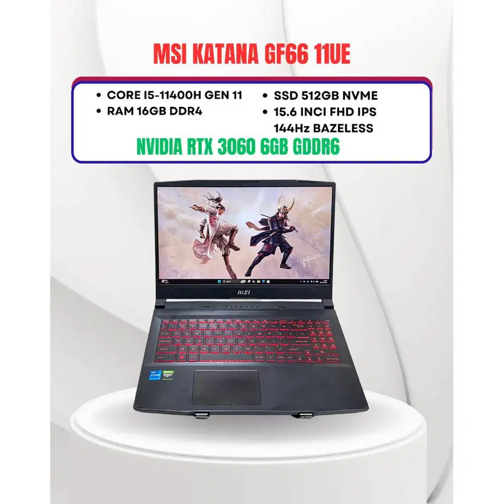 MSI KATANA GF66 11UE CORE I5-11400H NVIDIA RTX 3060 6GB RAM 16GB SSD 5