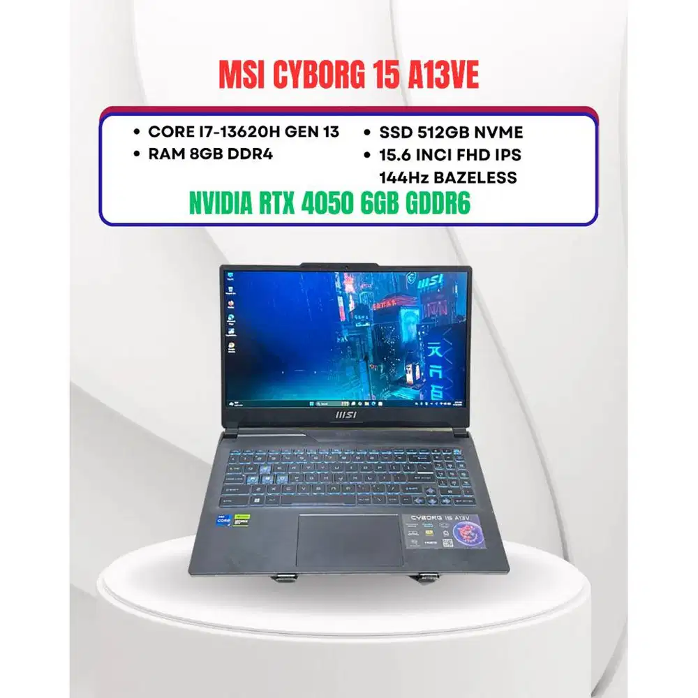 MSI CYBORG 15 A13VEK CORE I7-13620H RTX 4050 6GB RAM 16GB SSD 512GB 15