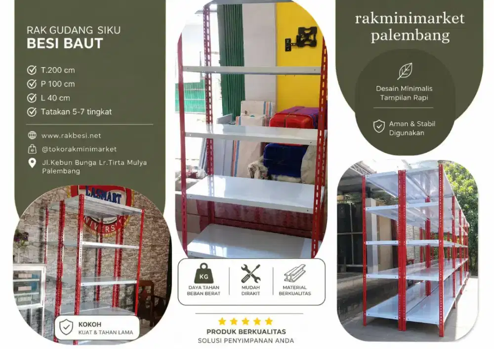 Rak gudang siku besi baut