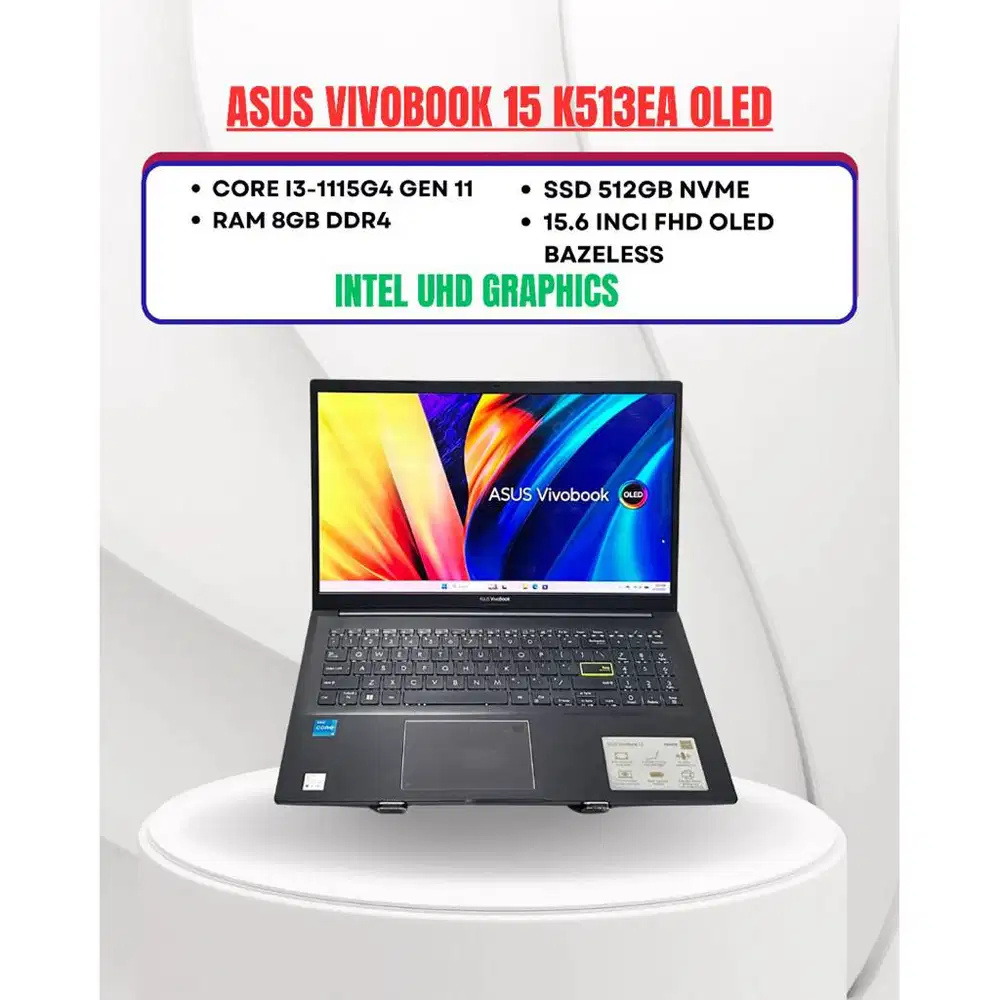 ASUS VIVOBOOK 15 K513EA OLED CORE I3-1115G4 RAM 8GB SSD 512GB 15.6Inci