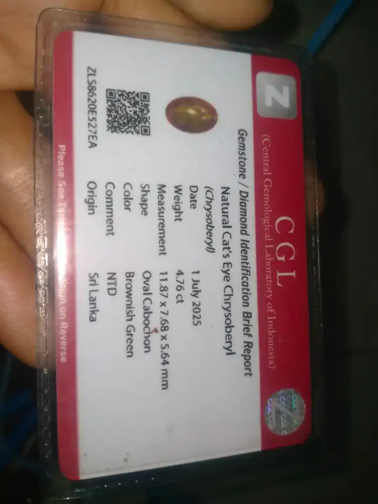 Di jual chrysoberyl cat eye ceylon+memo