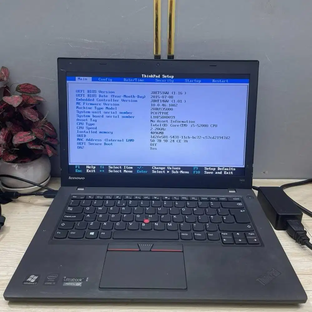LAPTOP LENOVO THINKPAD T450 CORE i5 GEN 5 RAM 4GB HDD 250GB DL-ETM