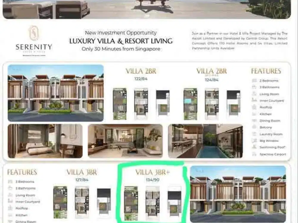 DIJUAL VILLA MANAGED BY ASCOTT TYPE 3 BEDROOM+ GARANSI SEWA