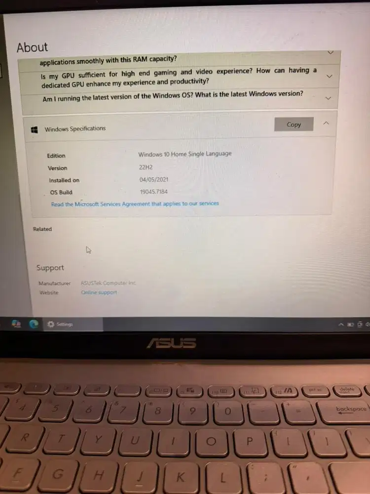 Laptop asus 15'6 inc