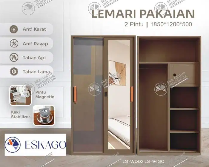 LEMARI PAKAIAN SLIDING PLAT BESI