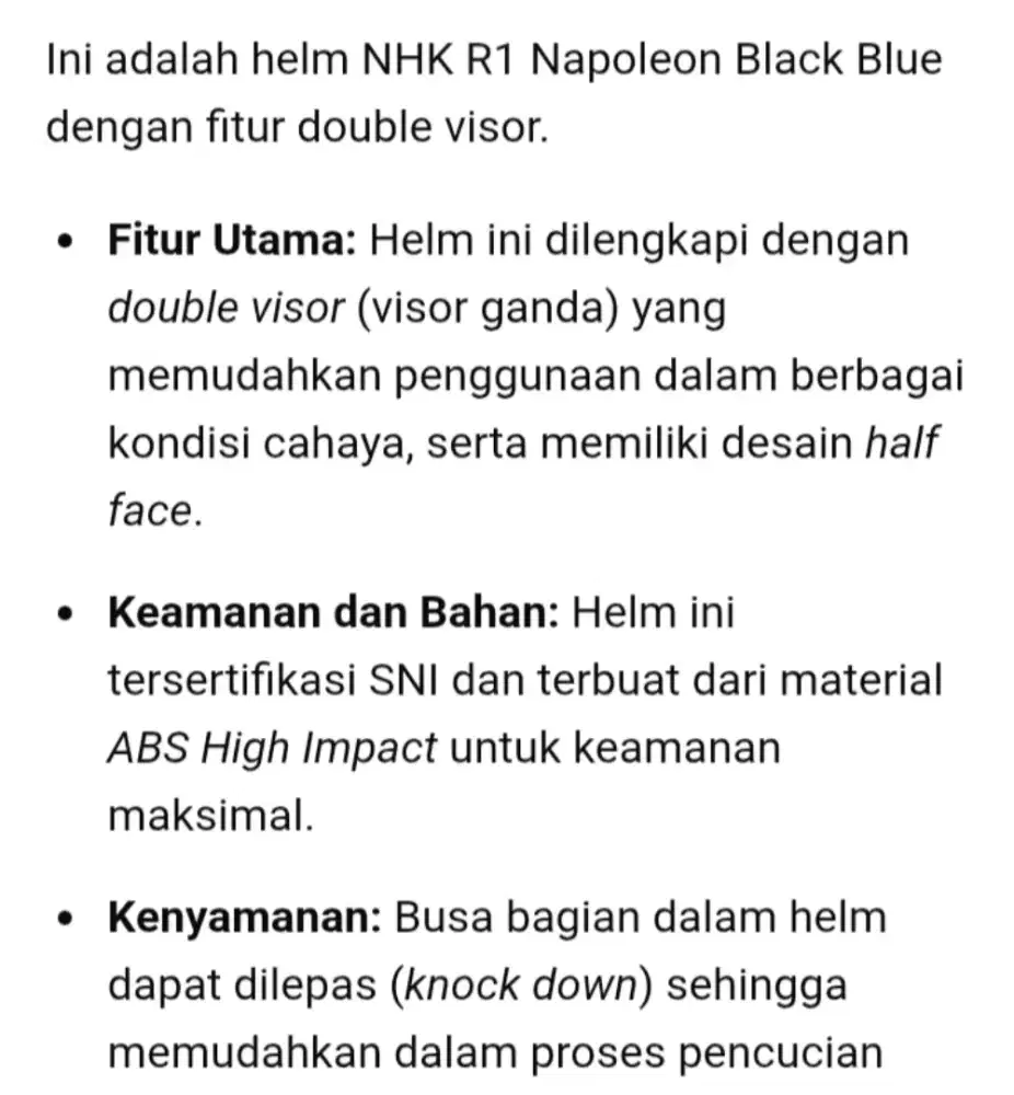 Helm NHK R1 Napoleon Black Blue (double visor)