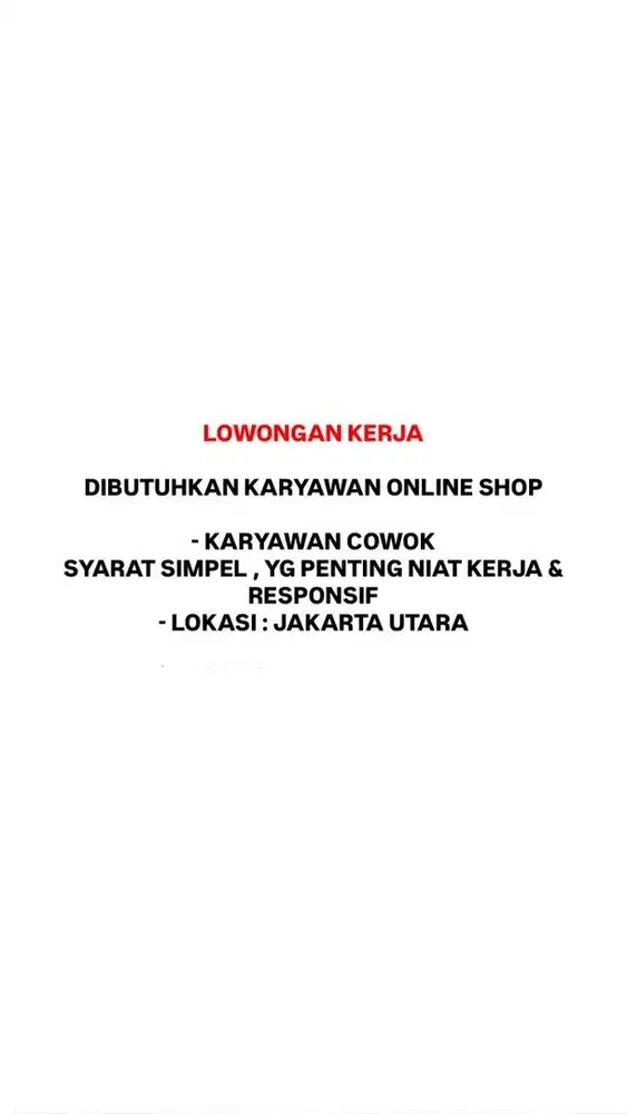 Lowongan kerja online shop