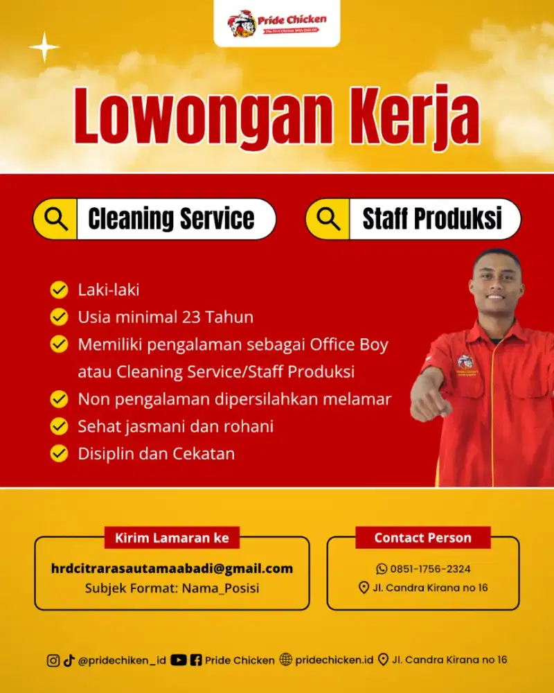LOKER CLEANING SERVICE & STAFF PRODUKSI