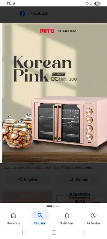 Di jual oven mito type MO 300. kapasitas 33L. Warna pink
