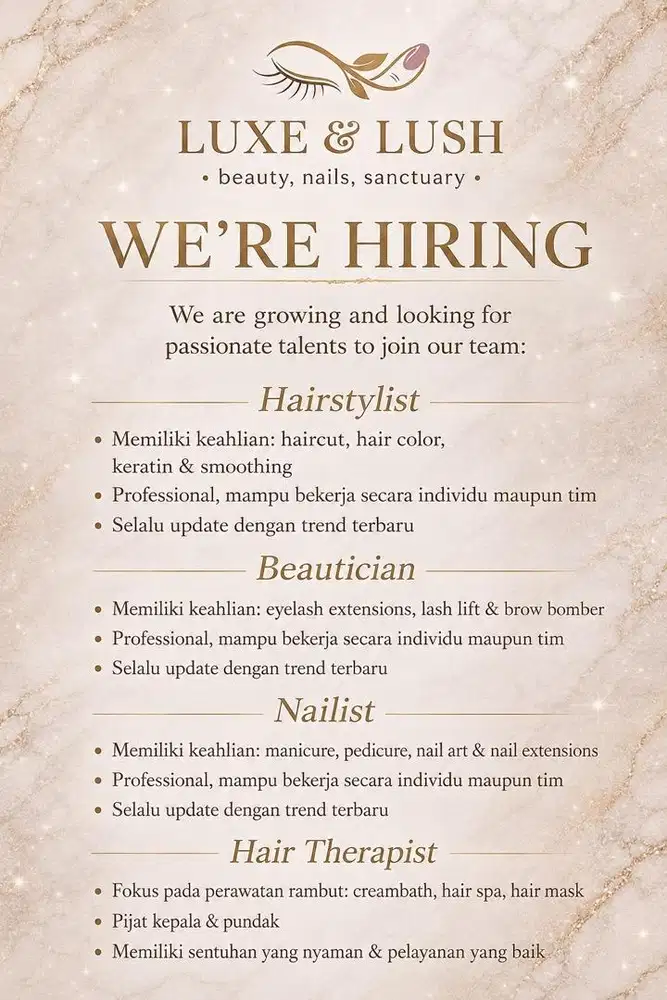 Beautician Eyelash Full Time – Kelapa Gading