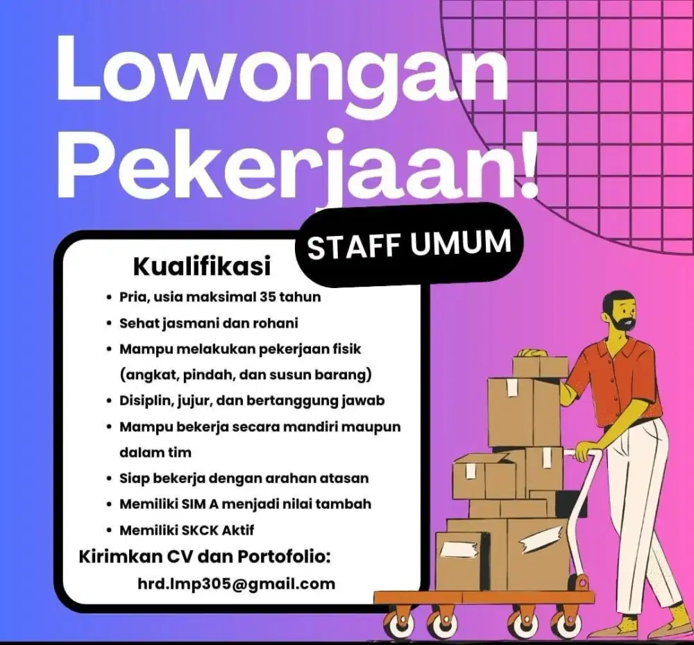 LOKER STAFF UMUM OPRASIONAL