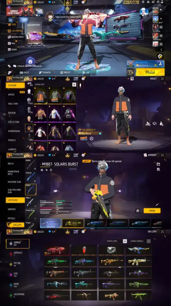 jual akun free firee spek lumayan sg on