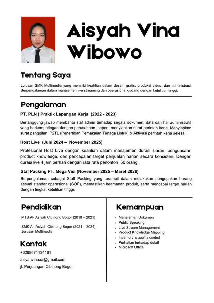 Mencari loker Host Live, Admin / staff packing
