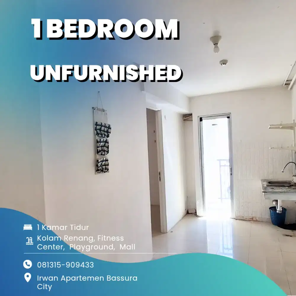 Sewakan 1 Bedroom Unfurnished Kosongan Apartemen Bassura City Free IPL