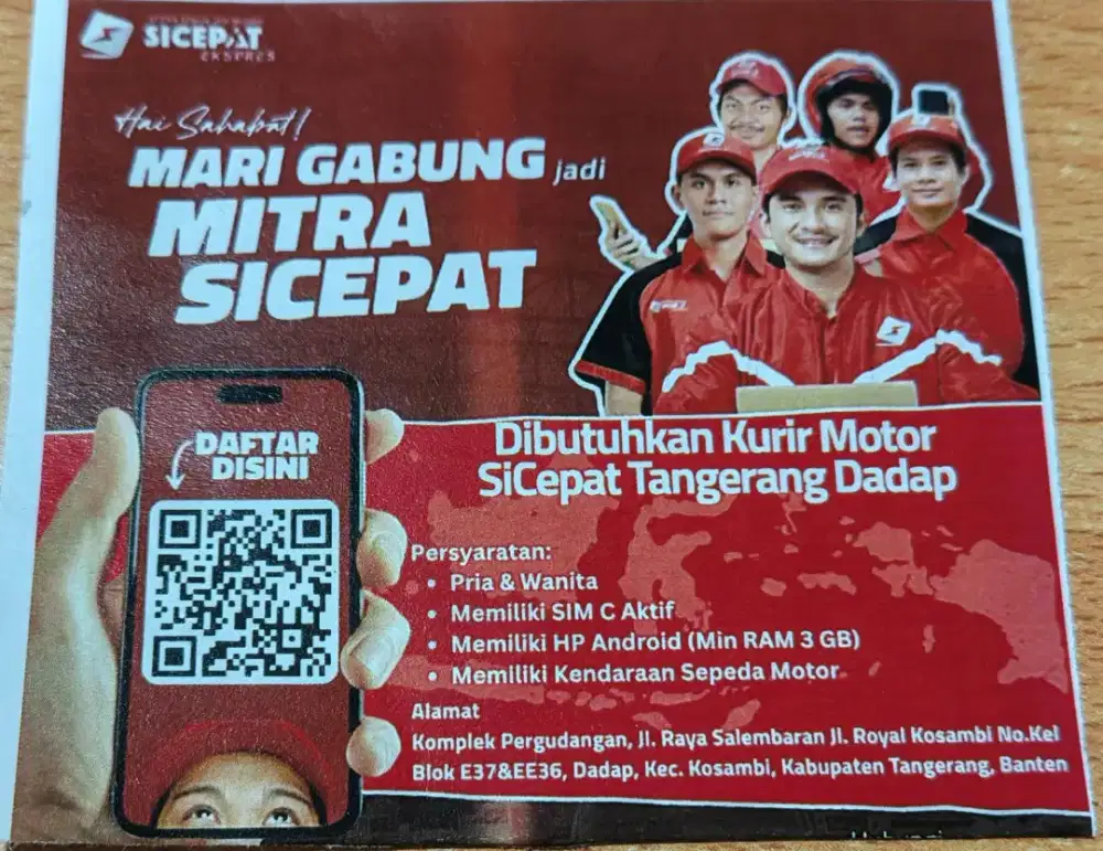 Lowongan kerja kurir sicepat Tgr Dadap