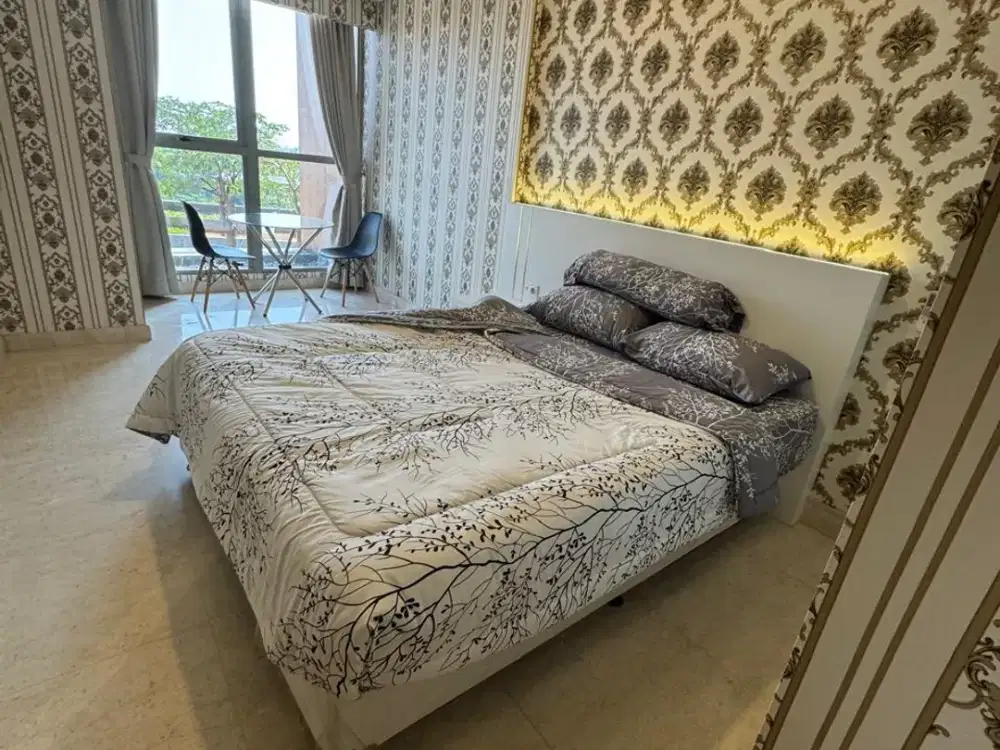 Sewa Apartemen Gold Coast PIK 1BR 51m2 Full Furnished View Taman