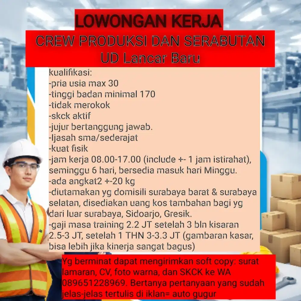 Lowongan crew produksi