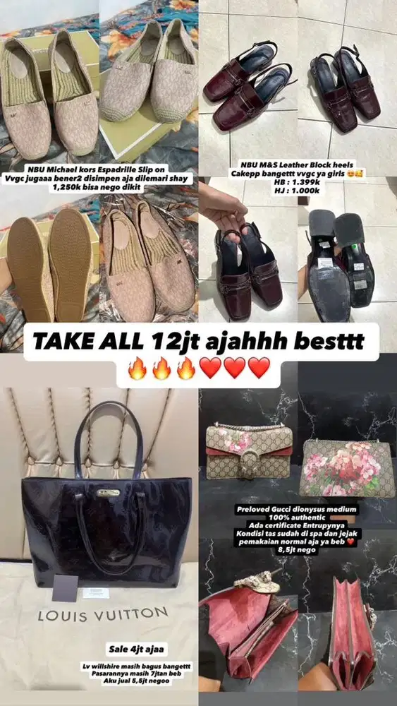 LV, Gucci, Michael Kors, Marks n Spencer